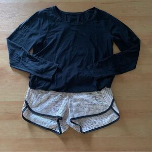 Lululemon Running Shorts And Long Sleeve Black Shirt 6